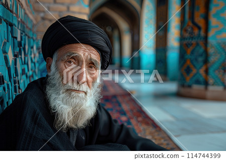 elderly muslim man in the mosque 114744399