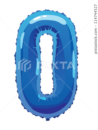 Helium blue balloons number. Realistic design element, numeral character. Party decoration balloon or anniversary sign. Vector glossy decorative digit illustration 114744527