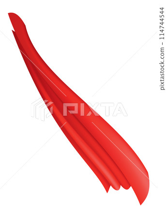 Woman superhero silhouette costume element. Scarlet fabric silk cloak. Mantle costume or cover cartoon vector illustration Woman superhero silhouette costume element. Scarlet fabric silk cloak. Mantle costume or cover cartoon vector illustration 114744544