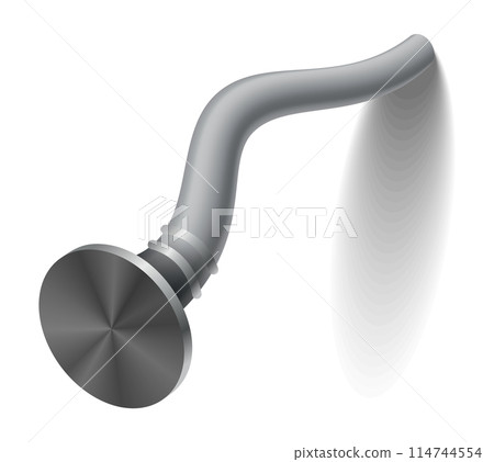 Hammered nail on surface. Iron, steel or silver pin head. Bent metal spike or hobnail with cap in cartoon style. Vector grey hardware for home construction, isolated on white background Hammered nail on surface. Iron, steel or silver pin head. Bent metal spike or hobnail with cap in cartoon style. Vector grey hardware for home construction, isolated on white background 114744554