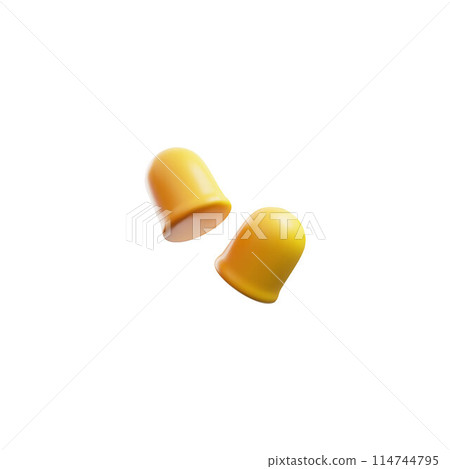 Yellow earplugs, vector illustration, sound absorption. 114744795