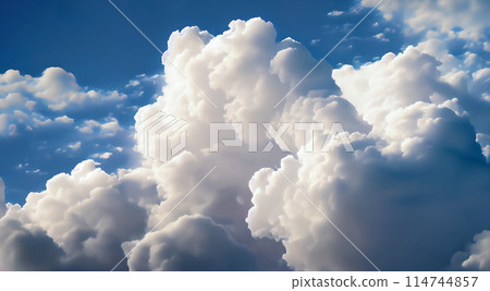 Fluffy soft clouds. Beautiful cloudy sky. Dream cloud of heaven. Nature background or backdrop. Fluffy soft clouds. Beautiful cloudy sky. Dream cloud of heaven. Nature background or backdrop. 114744857