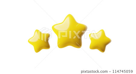 Set of 3D vector icons with three gold stars for feedback on a white background Set of 3D vector icons with three gold stars for feedback on a white background 114745059