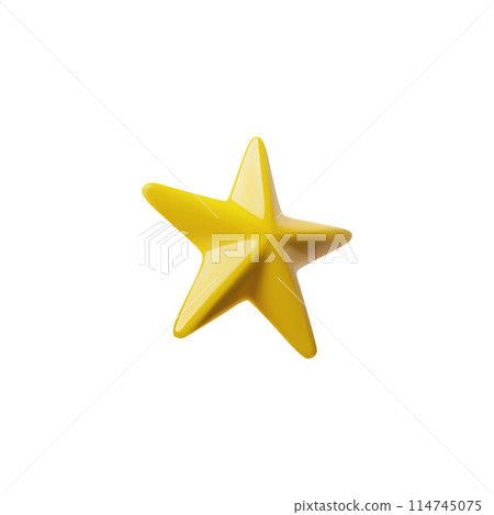 3D icon with golden star and side view on isolated background. 114745075