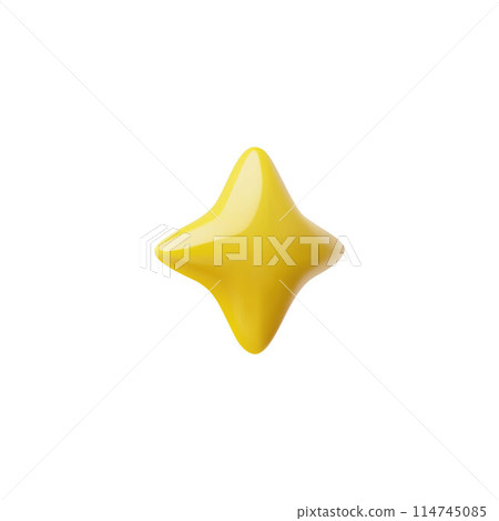 Vector illustration bright 3D yellow four-pointed star side view highlighted on a white background Vector illustration bright 3D yellow four-pointed star side view highlighted on a white background 114745085