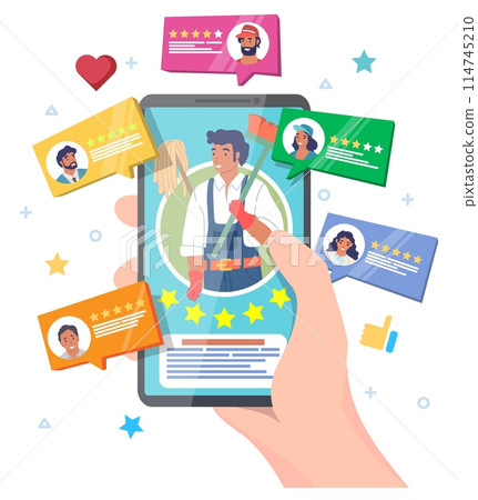 Cleaning service ranking and customer review vector illustration Cleaning service ranking and customer review vector illustration 114745210