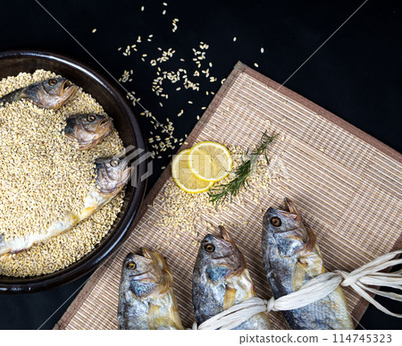 South korea food. dried yellow corvina South korea food. dried yellow corvina 114745323