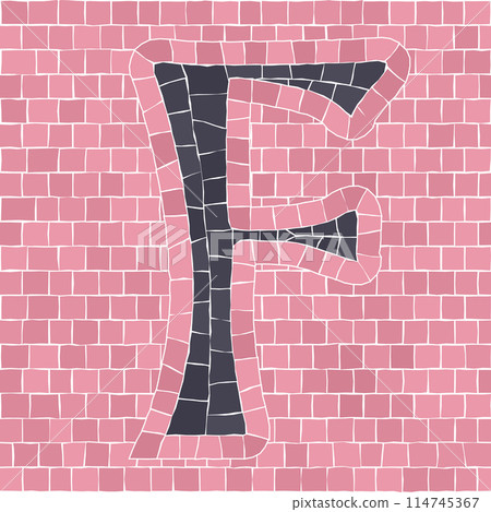 Mosaic tiles letter F 114745367