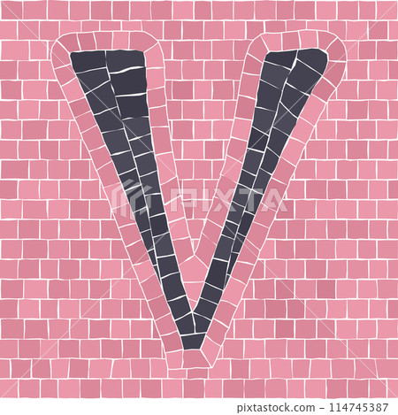 Mosaic tiles letter V Mosaic tiles letter V 114745387
