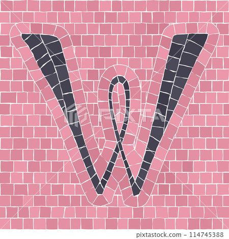 Mosaic tiles letter W 114745388