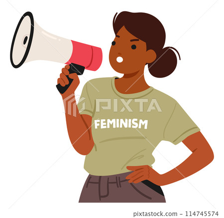 Empowered Woman Using A Megaphone To Advocate For Feminism And Equality, Cartoon People Vector Illustration Empowered Woman Using A Megaphone To Advocate For Feminism And Equality, Cartoon People Vector Illustration 114745574