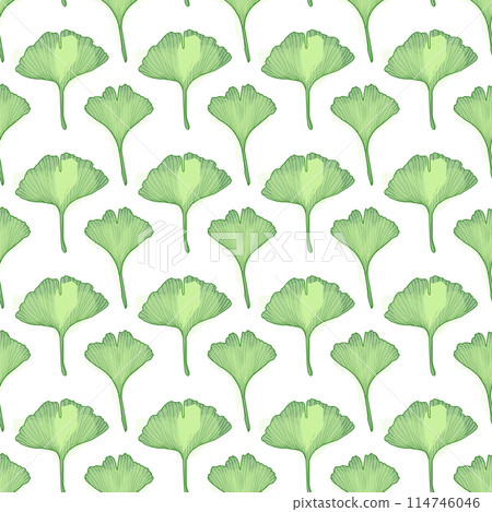 Ginkgo branch with leaves, vector seamless pattern for design of fabric or wallpaper Ginkgo branch with leaves, vector seamless pattern for design of fabric or wallpaper 114746046