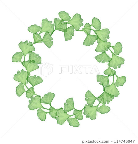 Ginkgo branch with leaves wreath frame, vector illustration for design Ginkgo branch with leaves wreath frame, vector illustration for design 114746047