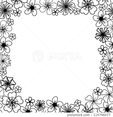 Flower wreath isolated on white background. Simple doodle floral elements for design Flower wreath isolated on white background. Simple doodle floral elements for design 114746077