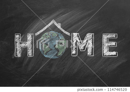Home. Chalk drawn illustration. 114746520