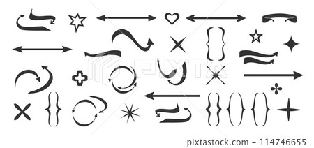 Set of long arrows and abstract symbols.Circular arrows. Mathematical brackets. Vector Set of long arrows and abstract symbols.Circular arrows. Mathematical brackets. Vector 114746655