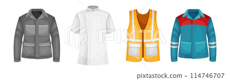 Uniform and Workwear Clothes for Professional Staff Vector Set 114746707