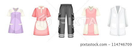 Uniform and Workwear Clothes for Professional Staff Vector Set Uniform and Workwear Clothes for Professional Staff Vector Set 114746709