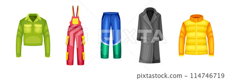 Winter Clothes and Warm Outerwear as Protection Against Cold Weather Vector Set 114746719