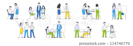 Successful Team with Man and Woman Office Employee Working Together Vector Illustration Set Successful Team with Man and Woman Office Employee Working Together Vector Illustration Set 114746770