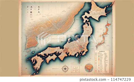 復古日本地圖 復古日本地圖 114747229