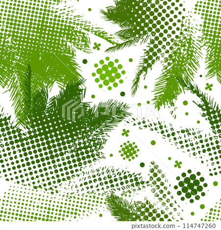 Palm leaves seamless pattern on white background. hand drawing. Not AI. Vector illustration Palm leaves seamless pattern on white background. hand drawing. Not AI. Vector illustration 114747260