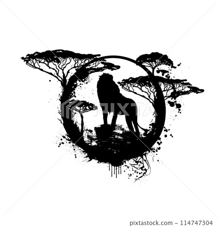 Lion abstract African. hand drawing. Not AI, Vector illustration Lion abstract African. hand drawing. Not AI, Vector illustration 114747304