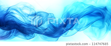 Dynamic and flowing abstract form resembling smoke or fluid in motion, rendered in varying shades of blue. Ideal for backgrounds, wallpapers, or any project related to artistic design 114747685