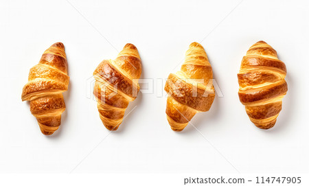 Delightful croissants captured on a pristine white background 114747905