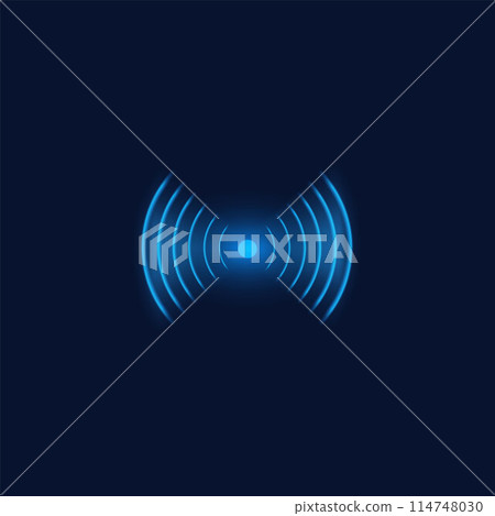 Vector illustration of a wireless network: Wi-Fi waves with radio on a blue background 114748030