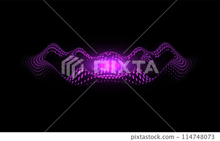 Purple abstract vector illustration with glowing beeps and music equalizer lines on a black background 114748073