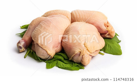 Perfectly raw, Chicken thighs seasoned with spices 114748316