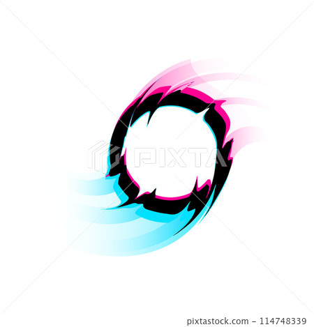 Dynamic circular glitch graphic in pink and blue vector illustration 114748339