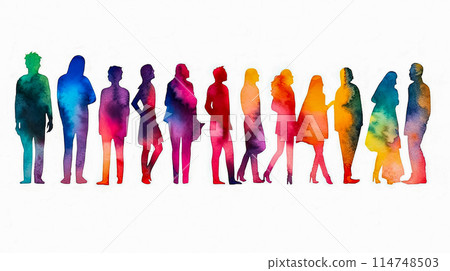 Bright watercolor silhouettes on white Bright watercolor silhouettes on white 114748503