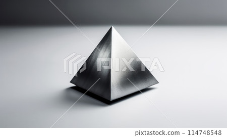 Concrete geometric shapes arranged on a gray background 114748548