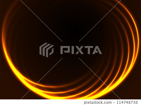 Orange glowing neon spiral wavy lines abstract technology background 114748738
