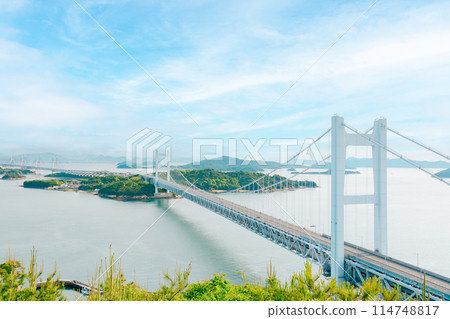 清爽的藍天和瀨戶大橋 114748817