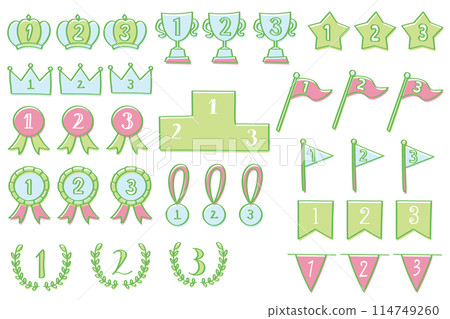 Cute and easy-to-use hand-drawn ranking icon set - Pop Cute and easy-to-use hand-drawn ranking icon set - Pop 114749260