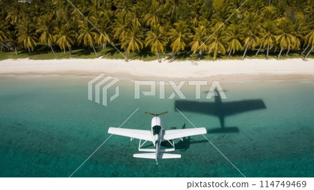 Seaplane over a tropical paradise Seaplane over a tropical paradise 114749469