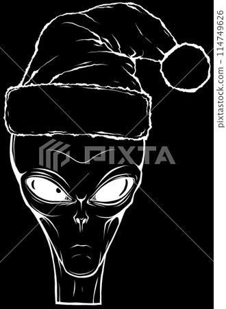 alien head in white line on black background alien head in white line on black background 114749626