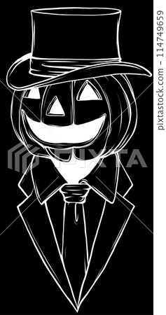 Halloween pumpkin. Vector illustration. white line on black background 114749659
