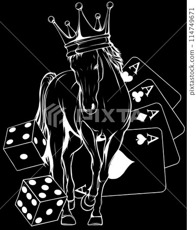 horse in white line on black background 114749671