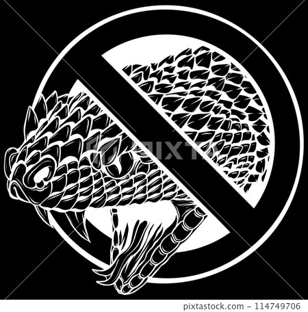 snake head in white line on black background snake head in white line on black background 114749706