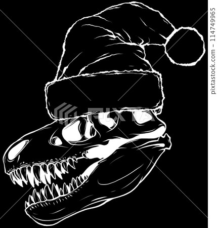 tyrannosaurus rex head in white line on black background 114749965