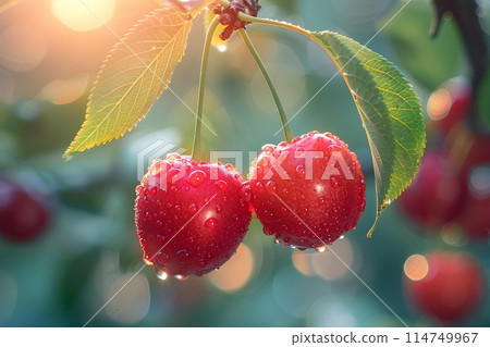 Cherries covered in morning dew 1 AI-generated image Cherries covered in morning dew 1 AI-generated image 114749967