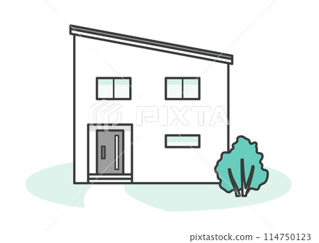 Illustration of a modern and stylish detached house 114750123