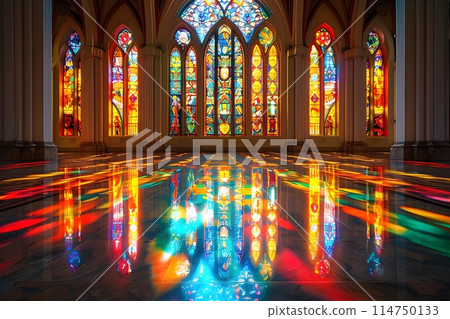 10 Beautiful Church Stained Glass Windows - AI-Generated Images 114750133