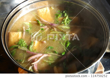 Seasonal ingredient: Sea thistle miso soup 114750252