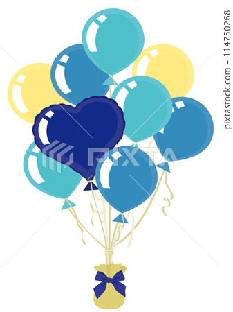 Vector illustration of a balloon parfait with cute hearts (blue) 114750268