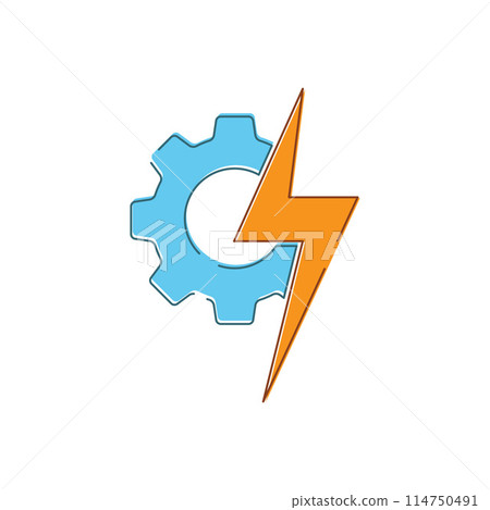 Gear and lightning logo icon Gear and lightning logo icon 114750491